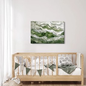 Obraz - Zelenobiele vlnky (90x60 cm)