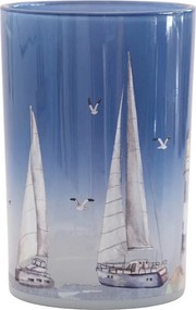 Sklenený svietnik s plachetnicou - Ø 12*18 cm