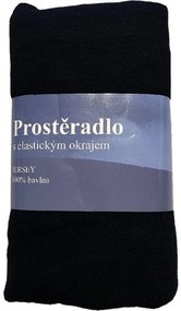 JERRY FABRICS Prostěradlo Jersey Čierna  Bavlna, 180/200 cm