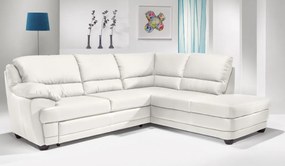 Rohová sedacia súprava Nebolo, biela koža, pravý roh
