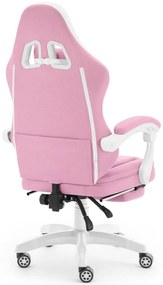 Pohodlná herná a kancelárska stolička HC-1015 s podnožkou - ružová