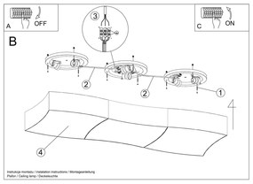 Stropné svietidlo Square, 3x biele plastové tienidlo, (biely plast)