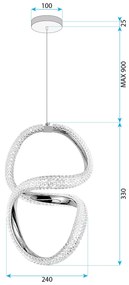 Toolight Toolight, LED závesné svietidlo 24W, 4000K, G077-3CPR, zlatá, OSW-08667