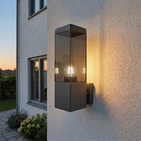 Moderná vonkajšia nástenná lampa tmavosivá s dymovým sklom - Malios