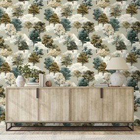 Samolepiaca tapeta akvarelové stromy v zemitých tónoch