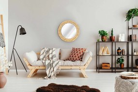 Kulaté nástěnné zrcadlo BOHO 36 cm přírodní