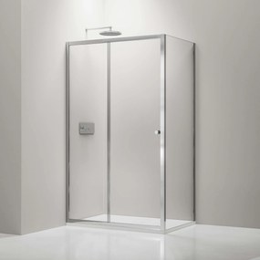Cerano Varone, sprchovací kút s posuvnými dverami 110 (dvere) x 90 (stena) x 195 cm, 6mm číre sklo, chrómový profil, CER-CER-DY505-11090