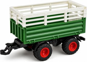 LEAN Toys Poľnohospodársky traktor s prívesom, diaľkovo ovládaný RC, figúrka kravy, mierka 1:24