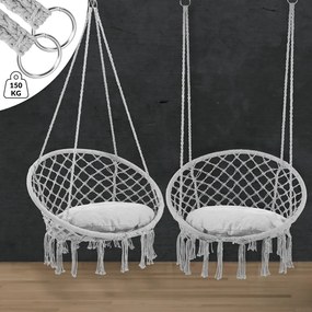 Detex Závesné kreslo BOHO s vankúšmi, Ø61cm, svetlo sivá