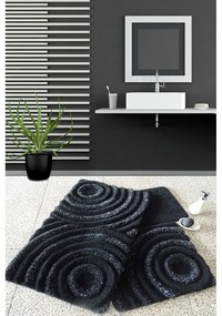Čierne kúpeľňové predložky v súprave 3 ks 100x60 cm Wave – Foutastic