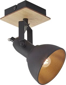 Priemyselný reflektor čierny s drevom otočný a naklápací - Jakub