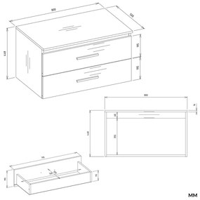 Závěsná skříňka pod umyvadlo s deskou NEL 2S 80 cm bílá