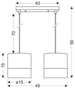 Luster na lanku BIANCO 2xE27/40W/230V biela/hnedá