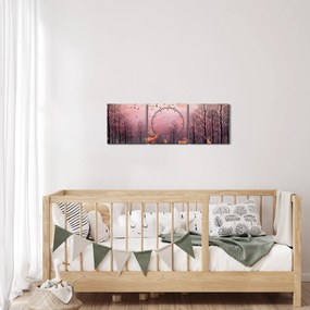 Obraz - Jelene v žiare zapadajúceho slnka (s hodinami) (90x30 cm)