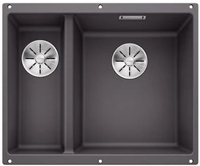 Blanco Subline 340/160-U, silgranitový drez pod pracovnú dosku 555x460x190 mm, drez vpravo, 1,5-komorový, sivá skala, BLA-523559