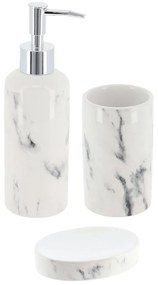 Sada kúpeľňových doplnkov Nardi Marble, biela/s chrómovými prvkami