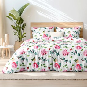 Goldea bavlnené posteľné obliečky - veľké kvety pivonky 140 x 200 a 70 x 90 cm