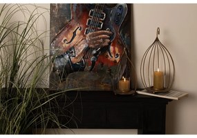 3D hnedo-modrý kovový obraz s gitarou Iron Guitar - 60*4*90 cm