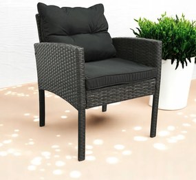 Záhradné kreslo z technoratanu SFS078-SC - sivé + sivé vankúše