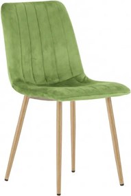 Svetlozelená zamatová stolička LAVA