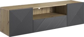 Závesný TV stolík Asha 167 cm s otvorenou policou - artisan / rivier stone mat