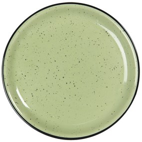 Plytký zelený keramický tanier s machuľa Printemps - Ø 27 * 3 cm