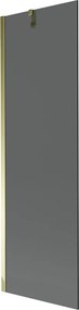 Mexen Next, vaňová zástena 1-krídlová 60 x 150 cm, fixné krídlo, 6 mm šedé sklo, zlatý profil, 895-060-000-00-40-50