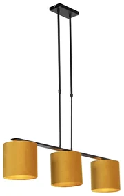 Závesné svietidlo s zamatovými tienidlami žltá so zlatom 20 cm - Combi 3 Deluxe
