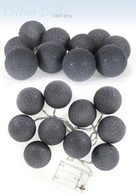 Tutumi Cotton Balls, LED svietiace guličky 200cm 10ks FL-01, tmavo-sivá, BAL-00005
