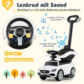 Mercedes-Benz Ride-On Car 3-v-1 Ride-On auto s prítlačnou rukoväťou pre deti od 1 roka ružové Barva: Čierna