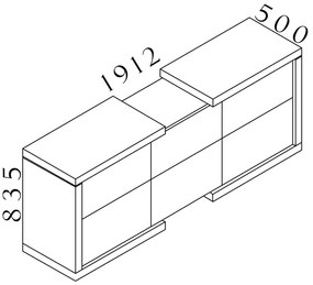 Nízka skriňa Lineart 191,2 x 50 x 83,5 cm, brest tmavý / biela