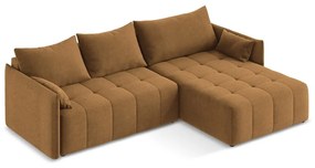 Terakotová rozkladacia/s úložným priestorom rohová pohovka (pravý roh/s leňoškou) Moku – Makamii