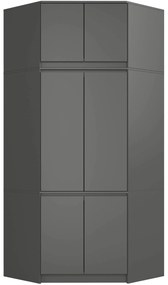Rohová šatníková skriňa CLP 100 cm 6D grafitovo šedá