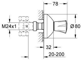 GROHE 19806001 - Horný diel podomietkového ventilu COSTA L 20-200 mm lesklý chróm
