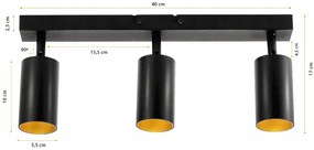 BERGE LED stropné svietidlo VIKI GOLD - 3xGU10 - čierne