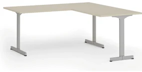 Kancelársky stôl PRIMO BETA L, 180x180 cm, sivá podnož, breza