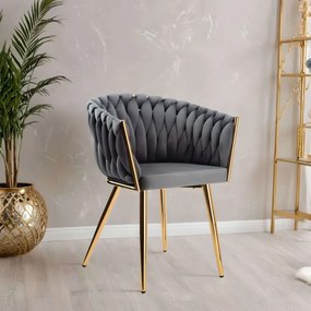 Jedálenská stolička COFTON zamatová, zlatá / grafitová