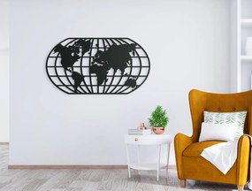 drevko Nástenná mapa sveta Rozmer obrazu: 35 x 65 cm, Farba dekorácie: Čierna