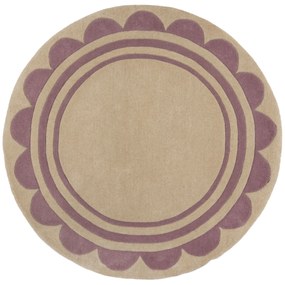 Flair Rugs, Ručne všívaný kusový koberec Lois Scallop Purple kruh, 120x120 (priemer) kruh, fialová, chodba / predsieň
