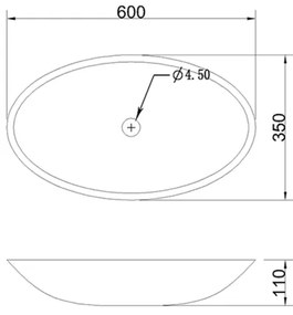 Sapho - Umývadlo na dosku BLOK 60x35 cm marquin/matná čierna