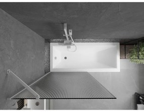 Mexen Next, vaňová zástena 1-krídlová 90 x 150 cm, fixné krídlo, 6 mm sklo s pruhmi, biely profil, 895-090-000-00-09-20