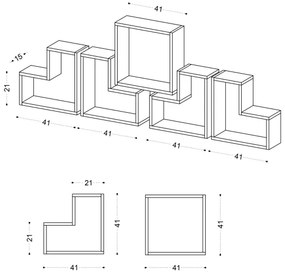 SADA 5x Nástenná polica ELITRA biela
