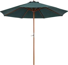Outsunny Drevený slnečník 2,5 m Tmavozelený | Aosom