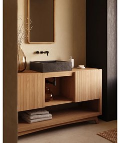 Nízka skrinka pod umývadlo z teakového dreva v prírodnej farbe 140x80 cm Kuveni – Kave Home