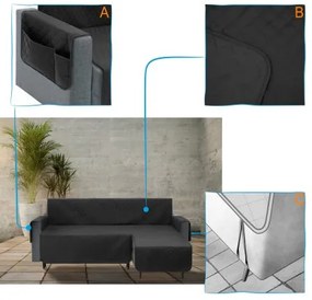 Poťah na rohovú sedačku pravý PARIS čierny, 240 cm