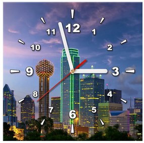 Gario Obraz s hodinami Dallas City USA Rozmery: 40 x 40 cm