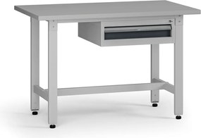 Výškovo nastaviteľný dielenský stôl G5, 1200 x 750 x 800-1000 mm, 1x kontajner, 1 zásuvka, grafit