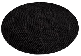Dekorstudio Okrúhly jednofarebný koberec FANCY 904 - čierny Priemer koberca: 200cm