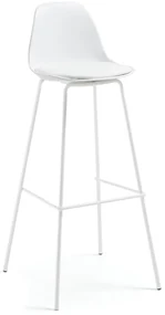 Biela barová stolička z imitácie kože (výška sedadla 75 cm) Brighter – Kave Home