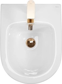 Rea Carlo Mini, závesná bidetová misa 50x37 cm, biela-zlatý okraj, REA-C6990
